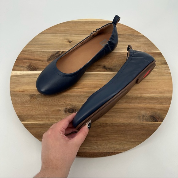 NEW FitFlop Allegro Midnight Navy Leather Ballerina Flats Size 10 - Picture 3 of 12